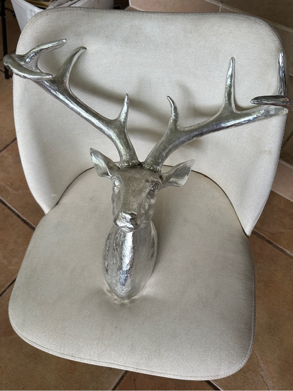 Z Gallerie Silver Deer Head Wall Mount - Metallic Stag Decor- 10 years old